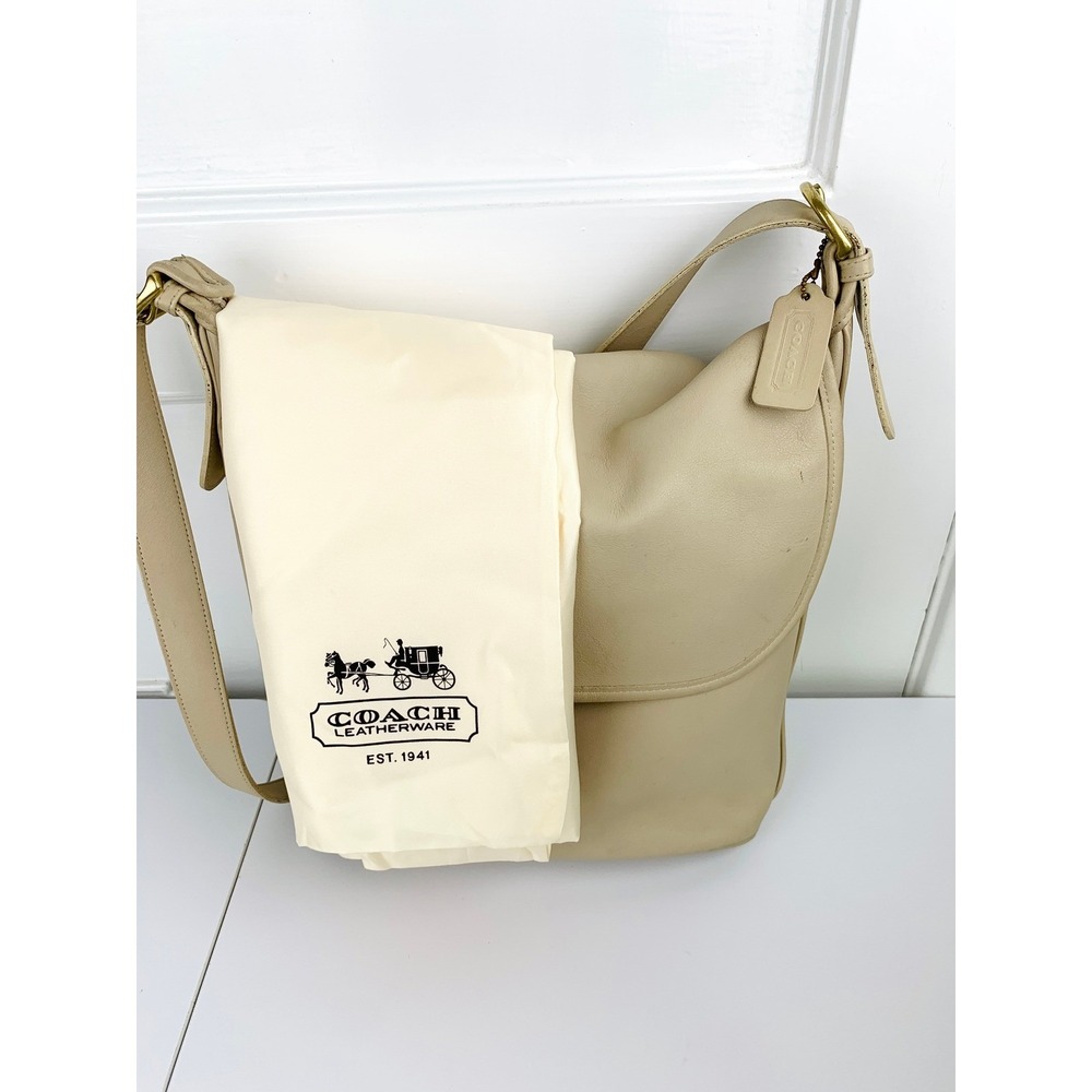 Vintage Coach Whitney Shoulder Bag Leather USA Bone White 4115 with Dust Bag - Picture 10 of 16